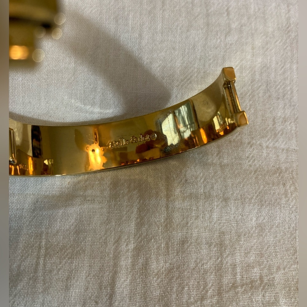 Stella &‎ Dot Tortoise Hinged Bangle Bracelet Chic Business Casual - Picture 3 of 9